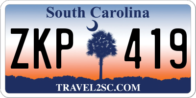 SC license plate ZKP419