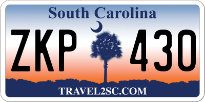 SC license plate ZKP430