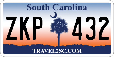 SC license plate ZKP432
