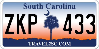 SC license plate ZKP433