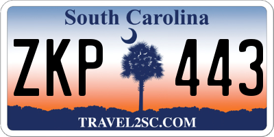 SC license plate ZKP443
