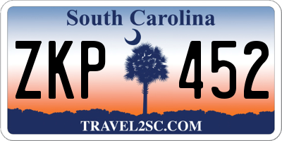 SC license plate ZKP452