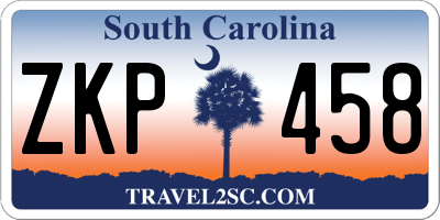 SC license plate ZKP458