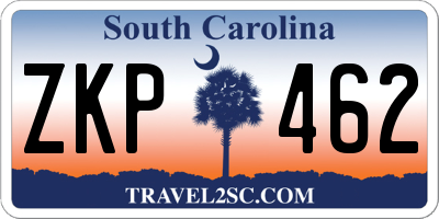 SC license plate ZKP462
