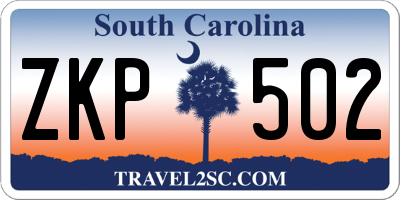 SC license plate ZKP502