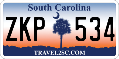 SC license plate ZKP534