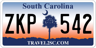 SC license plate ZKP542