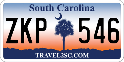SC license plate ZKP546