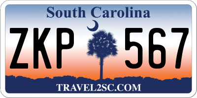 SC license plate ZKP567