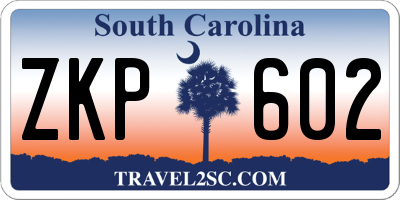 SC license plate ZKP602