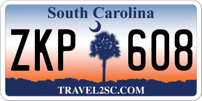 SC license plate ZKP608