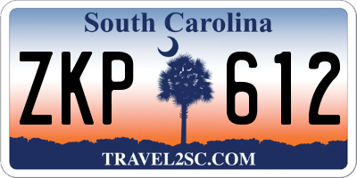SC license plate ZKP612