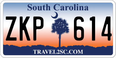 SC license plate ZKP614