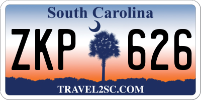 SC license plate ZKP626