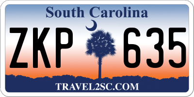 SC license plate ZKP635
