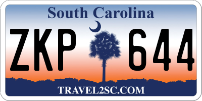 SC license plate ZKP644