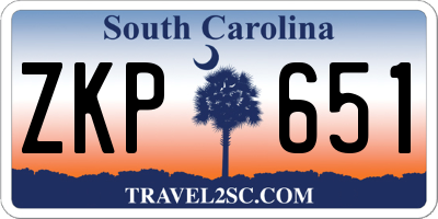 SC license plate ZKP651