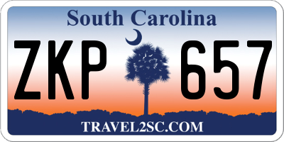 SC license plate ZKP657