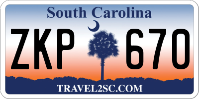 SC license plate ZKP670