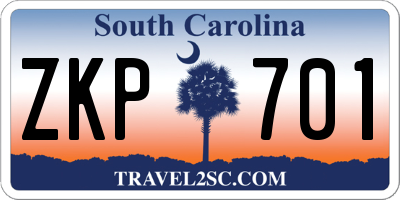 SC license plate ZKP701