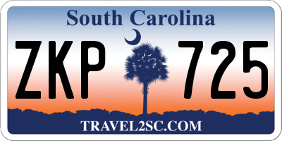 SC license plate ZKP725