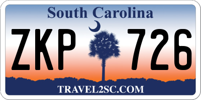 SC license plate ZKP726