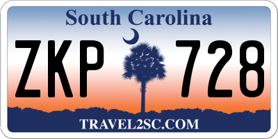 SC license plate ZKP728
