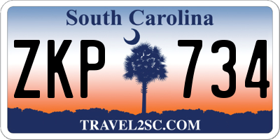 SC license plate ZKP734