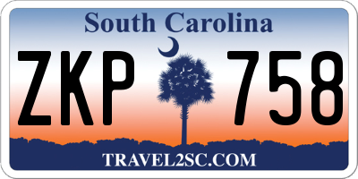SC license plate ZKP758