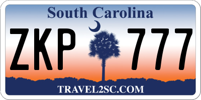 SC license plate ZKP777