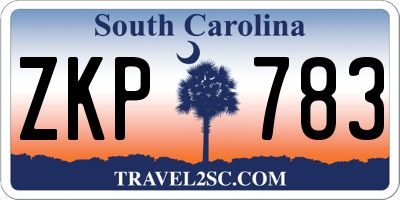 SC license plate ZKP783