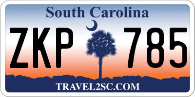 SC license plate ZKP785