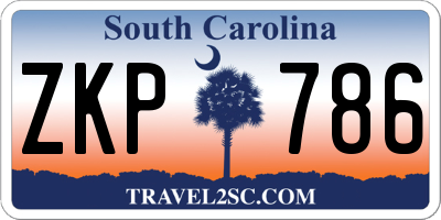 SC license plate ZKP786