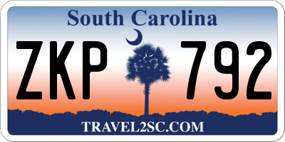 SC license plate ZKP792