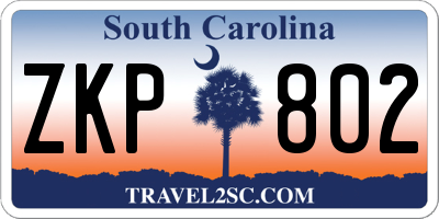 SC license plate ZKP802