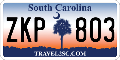 SC license plate ZKP803