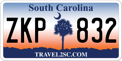 SC license plate ZKP832