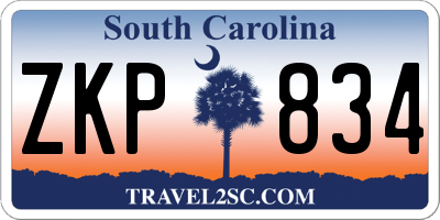 SC license plate ZKP834