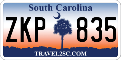 SC license plate ZKP835