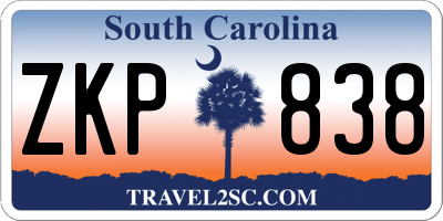 SC license plate ZKP838