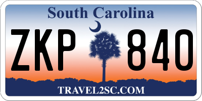 SC license plate ZKP840