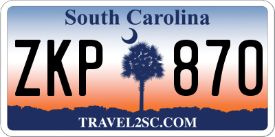 SC license plate ZKP870