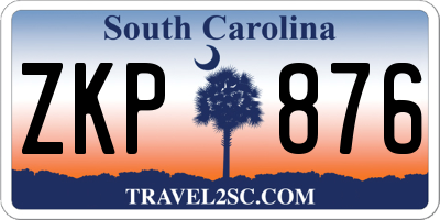 SC license plate ZKP876