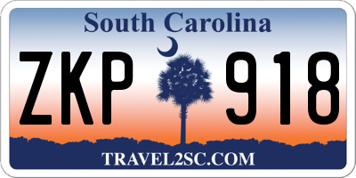 SC license plate ZKP918