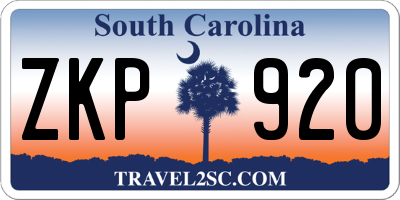 SC license plate ZKP920