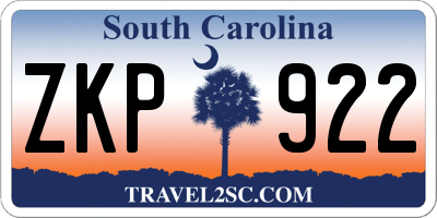 SC license plate ZKP922