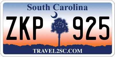 SC license plate ZKP925