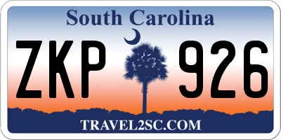 SC license plate ZKP926