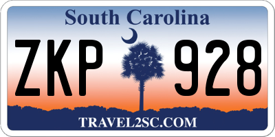 SC license plate ZKP928