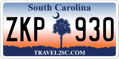 SC license plate ZKP930